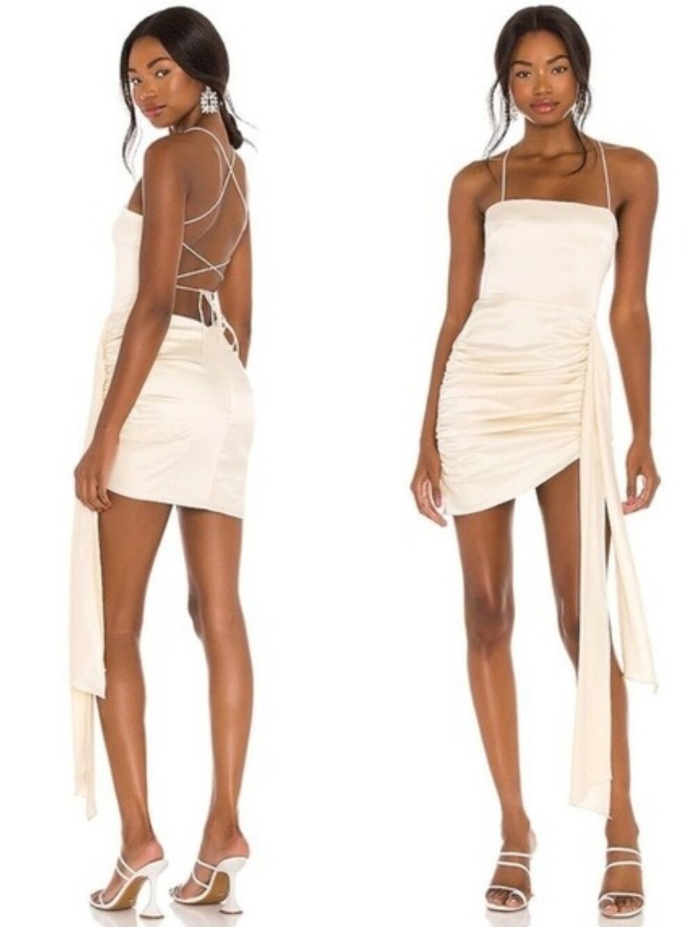Camila Coelho Carlota Cross Strap Mini Dress XL Cream Ivory